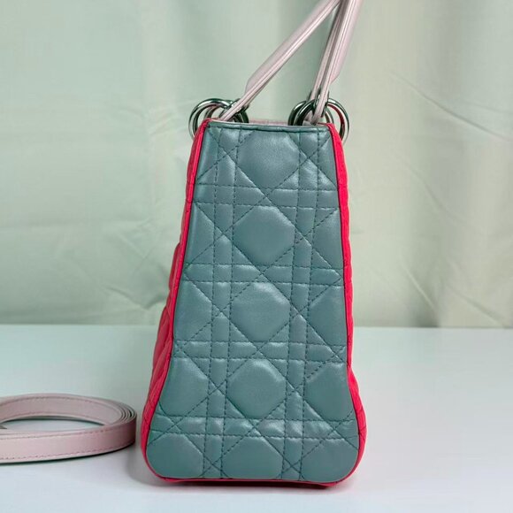 Dior Tri color Medium Lady Dior Shoulder Bag with Pink Quilted Design - Picture 4 of 9